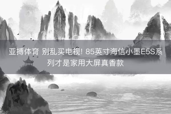 亚搏体育 别乱买电视! 85英寸海信小墨E5S系列才是家用大屏真香款