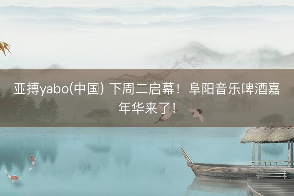 亚搏yabo(中国) 下周二启幕！阜阳音乐啤酒嘉年华来了！