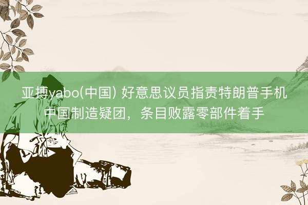 亚搏yabo(中国) 好意思议员指责特朗普手机中国制造疑团，条目败露零部件着手
