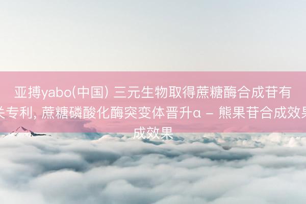 亚搏yabo(中国) 三元生物取得蔗糖酶合成苷有关专利， 蔗糖磷酸化酶突变体晋升α - 熊果苷合成效果