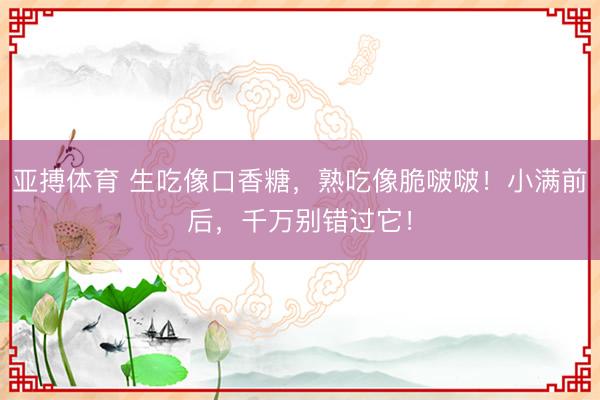 亚搏体育 生吃像口香糖，熟吃像脆啵啵！小满前后，千万别错过它！