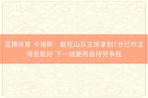 亚搏体育 卡迪斯：能在山东主场拿到1分已作念得至