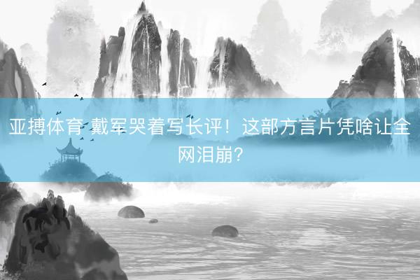 亚搏体育 戴军哭着写长评!这部方言片凭啥让全网泪崩?