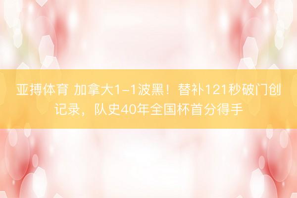 亚搏体育 加拿大1-1波黑！替补121秒破门创记录，队史40年全国杯首分得手
