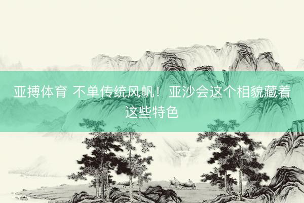 亚搏体育 不单传统风帆！亚沙会这个相貌藏着这些特色