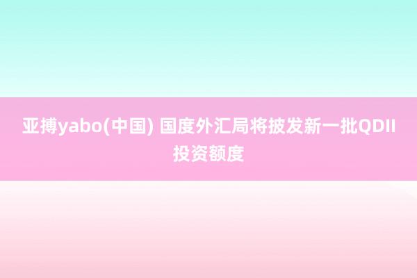 亚搏yabo(中国) 国度外汇局将披发新一批QDII投资额度