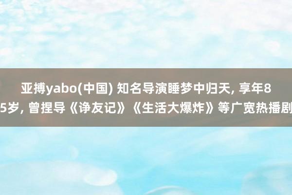 亚搏yabo(中国) 知名导演睡梦中归天, 享年85岁, 曾捏导《诤友记》《生活大爆炸》等广宽热播剧